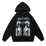 Men's Hip Hop Skull Letter Graphic Hoodie