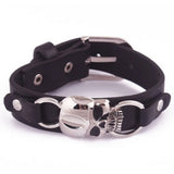 Leather Skull Skeleton Biker Bracelet