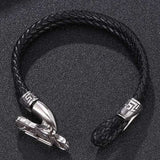 Black Leather Woven Bracelet