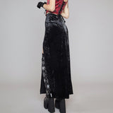 Vintage Gothic Black Velvet Split Skirt