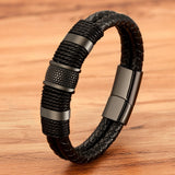 Double-layer Braided Rope Wrap Men's Leather Bracelets