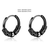 Vintage Black Skull Needle Hoop Earrings