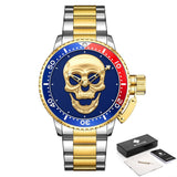 Gothic 3D Gold Skull Watch For Men