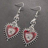 Occult Dark Gothic Heart-Shaped Drop Earring