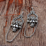 Gothic Skull Heart Dangle Earrings