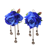 Gothic Rose Gear Dangle Earrings