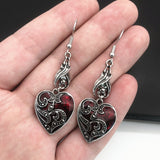 Gothic Mysterious Blood Rose Heart-Shaped Earrings