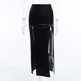 Vintage Gothic Black Velvet Split Skirt