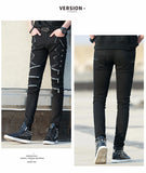 Men Punk Zipper Skinny Pants