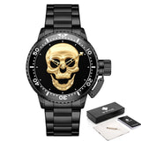 Gothic 3D Gold Skull Watch For Men