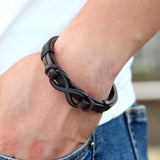 Infinity Stainless Steel Leather Bracelet