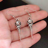 Gothic Pentagram Crow Skull Earrings