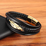 Gothic Feather Shape Multi-layer Leather Bracelet