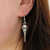 Gothic Pentagram Crow Skull Earrings