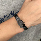 Black Leather Woven Bracelet