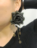 Gothic Rose Gear Dangle Earrings