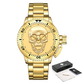 Gothic 3D Gold Skull Watch For Men