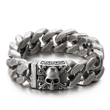 Gothic Skull Stainless Steel Cuban Chain Bracelet