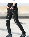 Men Punk Zipper Skinny Pants