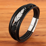 Gothic Feather Shape Multi-layer Leather Bracelet