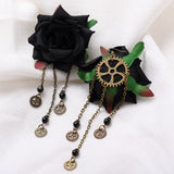 Gothic Rose Gear Dangle Earrings