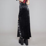 Vintage Gothic Black Velvet Split Skirt