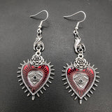 Occult Dark Gothic Heart-Shaped Drop Earring