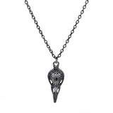 Gothic Crow Skull Pendant Necklace