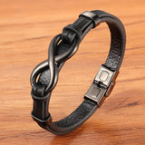 Infinity Stainless Steel Leather Bracelet