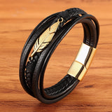 Gothic Feather Shape Multi-layer Leather Bracelet