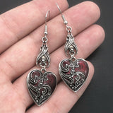 Gothic Mysterious Blood Rose Heart-Shaped Earrings