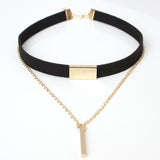 Strip Rope Chain Black Velvet Choker Necklace