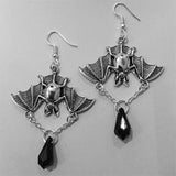 Gothic Dark Night Bat Zircon Earrings