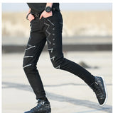 Men Punk Zipper Skinny Pants