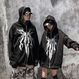 Punk Graphic Zipper Closure Unisex Hoodie