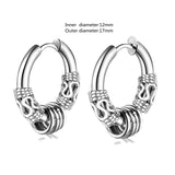 Vintage Black Skull Needle Hoop Earrings