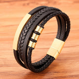 Hand-woven  Multi-layer Men's Leather Bracelet