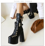 Gothic Bat Wings Accent Women Platform Boots