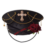 Black Cross Gothic Lolita Military Hat