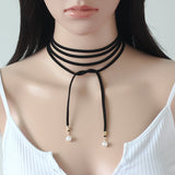 Gothic Black Long Pendant Choker Necklace