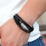 Gothic Feather Shape Multi-layer Leather Bracelet