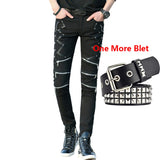 Men Punk Zipper Skinny Pants