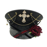 Black Cross Gothic Lolita Military Hat