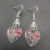 Gothic Mysterious Blood Rose Heart-Shaped Earrings