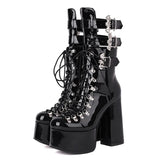 Gothic Bat Wings Accent Women Platform Boots