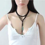 Gothic Black Long Pendant Choker Necklace