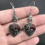 Gothic Mysterious Blood Rose Heart-Shaped Earrings