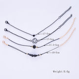 4PCs Gothic Black Feather Lotus Bracelets Set