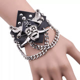 Genuine Leather Pirate Skull Bracelet