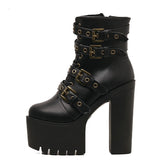 Gothic Sexy Rivet Black Ankle Boots